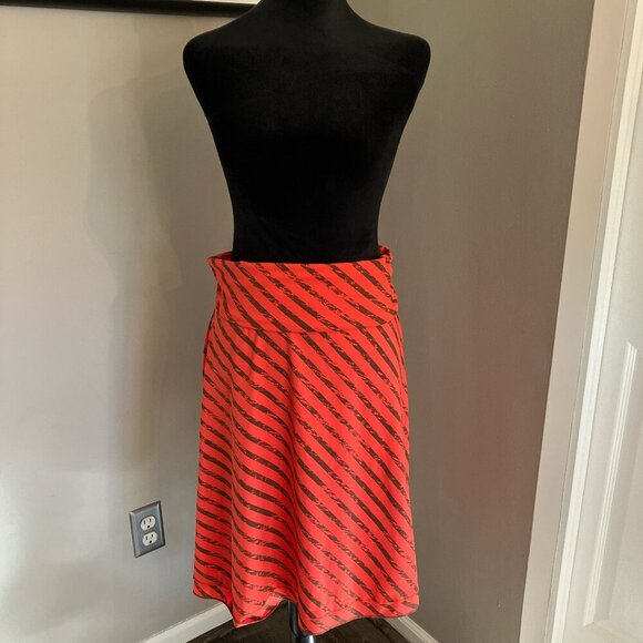 The North Face medium Abbie‎ midi skirt red and brown stripe foldover waist - Picture 1 of 5